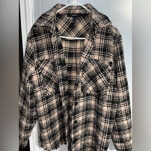 Forever 21 Black and Cream Plaid Jacket